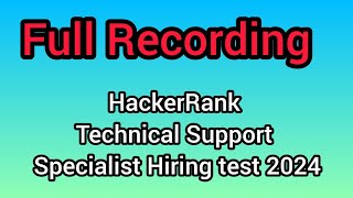 HackerRank Technical Support Specialist Hiring test 2024 full questions witn answers education [upl. by Luana]