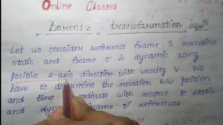 Lorentz transformation equation bsc Hindi and English [upl. by Luanni164]