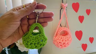 Crochet market bag keychain  crochet mini bag  crochet keychain [upl. by Terena431]