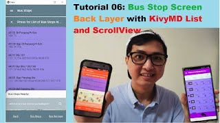 Kivy Mobile App 06  How to create KivyMD List and ScrollView on Bus Stop Screen Back Layer [upl. by Kalk550]