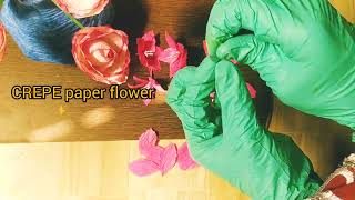 easy crepe paper flower making [upl. by Nahsar]