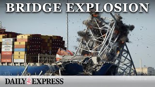 Baltimore bridge blown up in controlled demolition [upl. by Fleece]