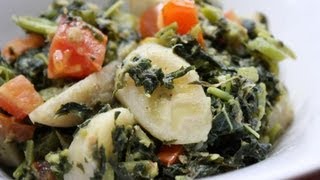 Jamaican Callaloo With Green Bananas amp Coconut Milk [upl. by Malin]