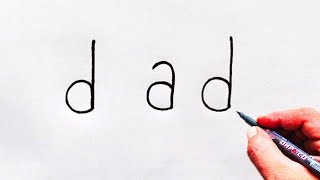 How to Draw dad From Word dad  Easy Dad Drawing  Fathers day Drawing [upl. by Nordek]