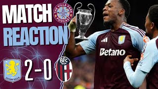 ASTON VILLA 20 BOLOGNA  MCGINN AND DURAN ON TARGET as Villa go top in CHAMPIONS LEAGUE [upl. by Enytsirhc]