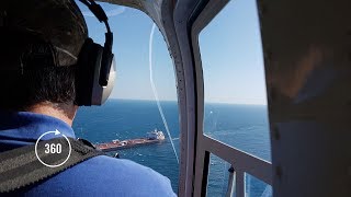 A Helicopter Ride Offshore  360 Video [upl. by Tapes540]