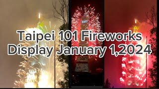 Fireworks Display 101 Tower Taipei Taiwan January 12024 [upl. by Yehus149]