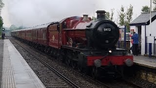 GWR Hall Class 5972 Olton Hall Hogwarts Castle Wizards Express Long Preston Gargrave 7 June 2014 [upl. by Shlomo773]