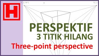 Perspektif 3 Titik Hilang  Three Point Perspective [upl. by Enelrac949]