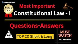 Constitutional law  1 Important QuestionsAnswers  Constitutional law  1 llb 1st sem csjmu ccsu [upl. by Magnien]