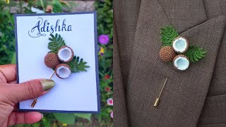 SIMPLE BEAUTIFUL CROCHET COCONUT BROOCH PIN  How to make Cute Easy DIY Jewellery Tutorial HINDI [upl. by Derril]