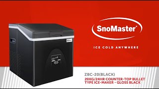 SnoMaster 20Kg24Hr CounterTop Bullet Type IceMaker  Gloss Black ZBC20BLACK [upl. by Neelyt30]