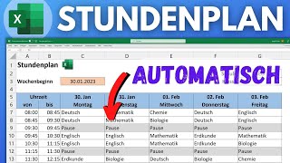 Excel Stundenplan erstellen  Vorlage zum Ausdrucken Download Datum automatisch berechnen [upl. by Atekihs]