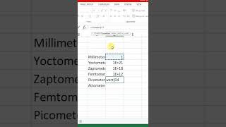 Convert Millimeter into Picometer in Microsoft Excel msexcel excel shorts [upl. by Patrice]