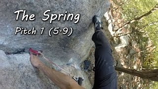 Trad Climbing on The Spring  Pitch 1 at The Gunks NY [upl. by Rocray]