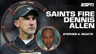 Stephen A amp Shannon Sharpe’s INSTANT reaction to the Saints firing HC Dennis Allen  First Take [upl. by Euqirat]