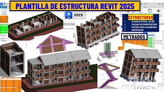 PLANTILLA DE ESTRUCTURA REVIT 2025COLEGIO A DOS AGUAS DE 3 PISOS IMPRIME PLANOSMETRADOS [upl. by Ttoille491]