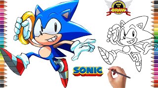 How to draw SONIC THE HEDGEHOG  Sonic and ring 2021 [upl. by Daraj]