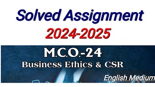 MCO 24 Solved Assignment 202425  MCO 24 Solved Assignment 2025 English  MCO 24 Assignment PDF [upl. by Navannod]