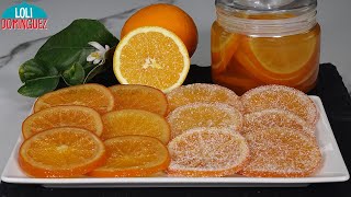 NARANJAS CONFITADAS ESCARCHADAS Y EN ALMÍBAR RECETA MUY FÁCIL  Loli Domínguez  Dulces de Navidad [upl. by Callan334]