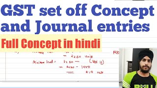 GST Set Off Journal entry class 11 GST Set off Concept Accounting for GST Hindi [upl. by Aneleairam]