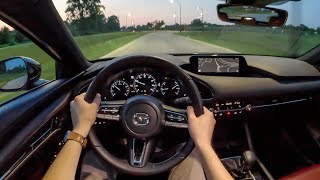 2023 Mazda 3 Hatchback Carbon Edition AWD  POV Night Drive Binaural Audio [upl. by Laddy]