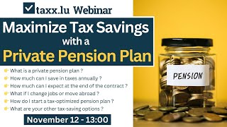 Webinar 🎬 Maximize Tax Savings with a Private Pension Plan [upl. by Wynne745]