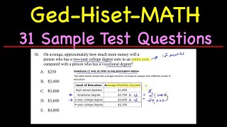 GED and HISET Math 31 Sample Test Questions [upl. by Koenraad]