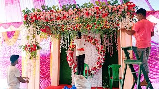 Flower Decoration 2024  New Stage Decoration For Marriage  Best Wedding Decoration Ideas at Home [upl. by Wiskind]