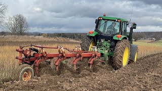 Moldboard Plowing a Hay Field John Deere 6125M [upl. by Ynnhoj]