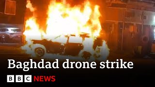 Frontline report US drone strike in Baghdad kills Iranbacked militia leader  BBC News [upl. by Eiramannod]