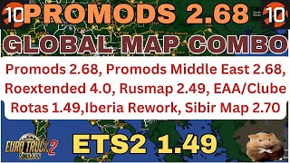 ETS2 149 PROMODS GLOBAL COMBO MAP Promods 268 PMME 268 Roex 40 Rusmap 249 all road connections [upl. by Leis]