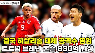 토트넘 히샬리송 대체 공격수 영입 결정 웨일스 국대 830억 협상 영국 유료 독점 보도 분석 [upl. by Nylirac]