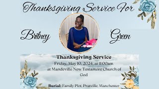 Service of Thanksgiving for the late Britney Philipa Green [upl. by Ninetta]