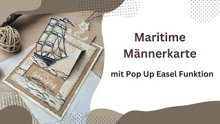 Maritime Männerkarte zum Geburtstag basteln  Slide Up Easel Card  Aufziehkarte [upl. by Ehcsrop335]