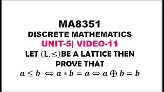 A PROBLEM ON LATTICES  DISCRETE MATHEMATICS  UNIT5 VIDEO11 [upl. by Evita]