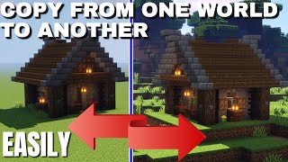 How to copy a building from one Minecraft World to Another EASILY WITHOUT Structure Blocks 2020 [upl. by Nyladnohr]