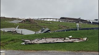 Barn collapses trapping some cows in Juniata County [upl. by Ahselak]