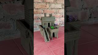 Beautiful miniature mud house making with clay  clayhouse mudhouse craft [upl. by Arika]