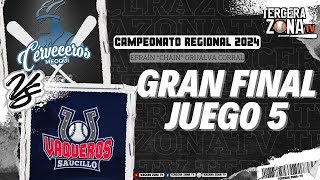 CERVECEROS DE MEOQUI vs VAQUEROS DE SAUCILLO  GRAN FINAL JUEGO 5  CAMPEONATO REGIONAL 2024 [upl. by Aia]