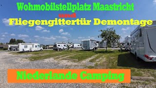 Wohnmobilstellplatz Maastricht in den Niederlanden  Fliegengittertür Fäden gerissen  Tür Demontage [upl. by Norton]