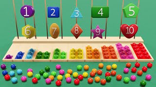 Learning Shapes Color and Numbers with Ball Counting for Preschoolers [upl. by Elmira585]