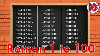 Roman Numerals from 1 to 100  Learn Roman Numbers 1 to 100  Roman Numbers 1 to 100  Roman Numbers [upl. by Kcinomod]