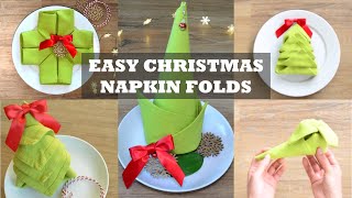 5 Beautiful Christmas Napkin Folds  6 minute video tutorial  Episode 38 [upl. by Ruphina]