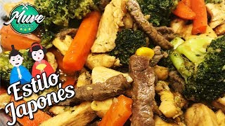 Mix de pollo y carne con vegetales estilo japonés  Muve Flavors [upl. by Atsirhc443]