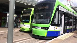 New Tramlink Variobahn Tram 2555 at East Croydon Tram Stop before departing for Therapia Lane [upl. by Bonni236]