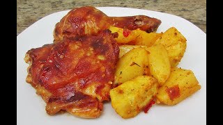 Coxas de frango picantes ao forno com barbecue [upl. by Yelrahs]