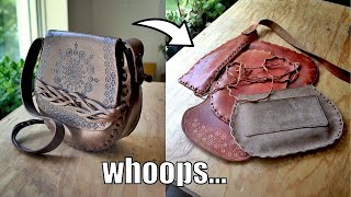 Taking Apart a 50 year old Leather Hippie Bag [upl. by Lac]