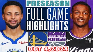 Sacramento Kings Vs Golden State Warriors Full Game Highlights Oct 42024 NBA Preseason [upl. by Cadman]