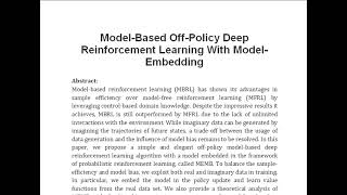 Model Based Off Policy Deep Reinforcement Learning With Model Embedding [upl. by Bikales]